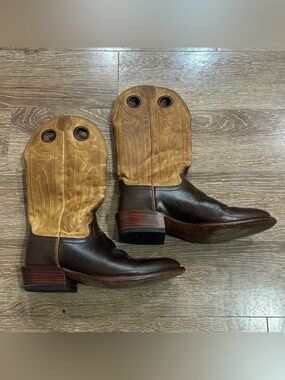 Tecovas The Prescott Ranch Hand Bison Leather Cowboy Boots Mens 10D Brown
